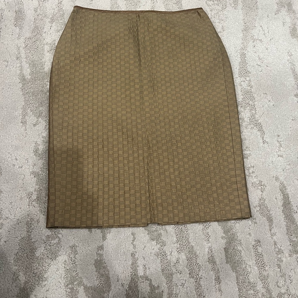 Vintage Silk and Leather trimmed  Pencil Skirt Size S